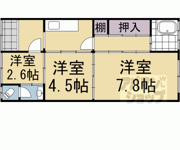 【西院乾町６８－４貸家】間取