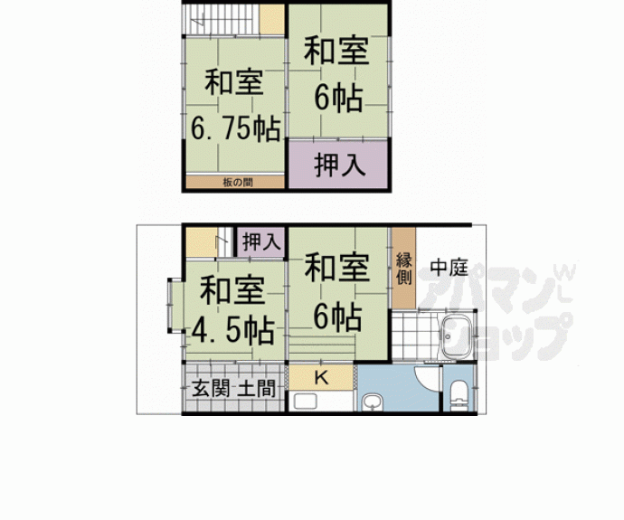 【上京区花車町２号地貸家】間取