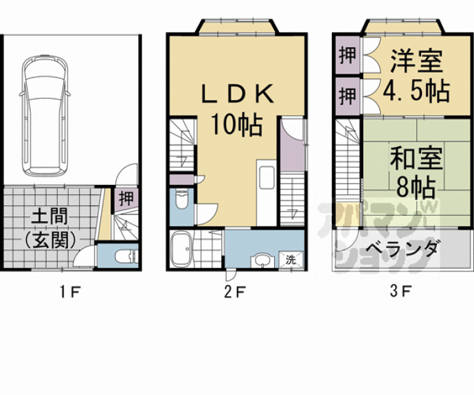 【太秦中筋町貸家】間取