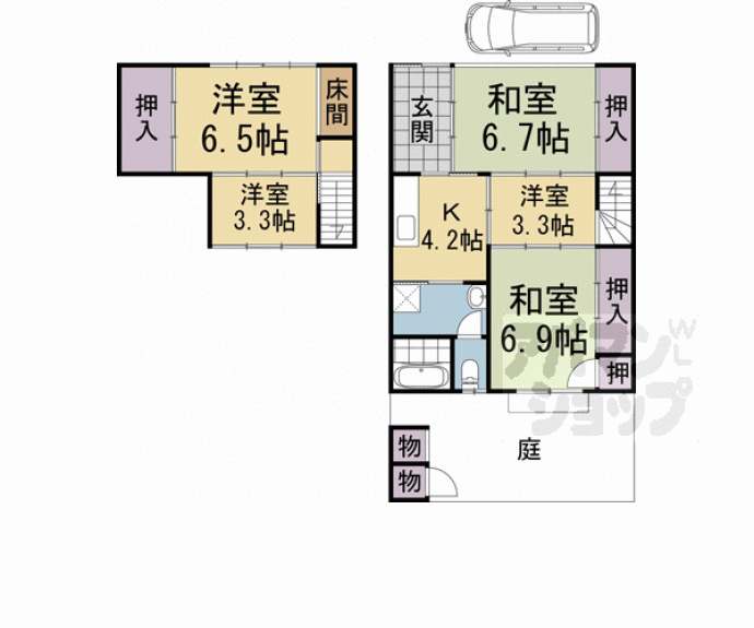 【紫竹西南町６７－８０貸家】間取