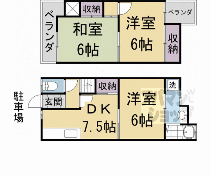 【桂市ノ前町貸家３９－２６】間取