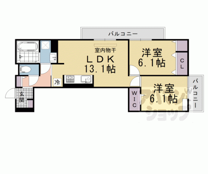 【ＧＲＡＭＭ奥海印寺ＥＡＳＴ】間取