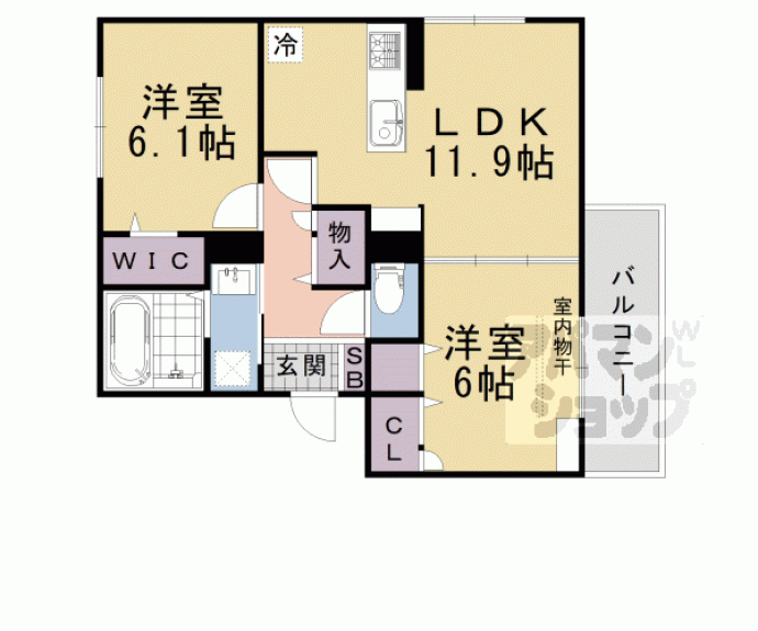 【ＧＲＡＭＭ奥海印寺ＷＥＳＴ】間取