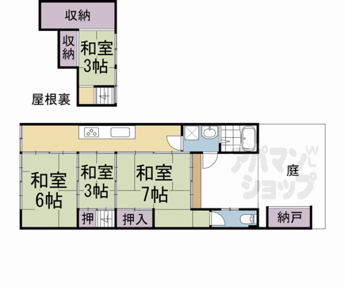 【紫野東舟岡町貸家】間取