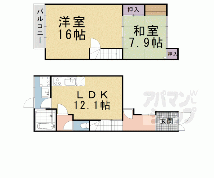 【東野八代貸家】間取