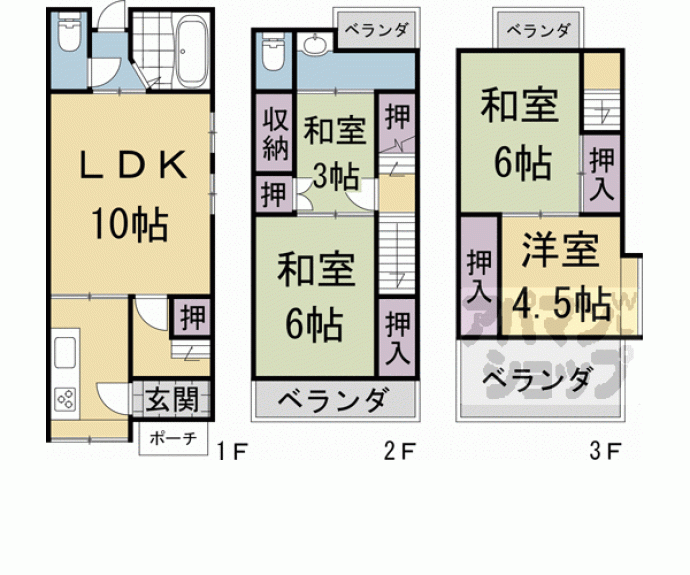 【嵯峨野開町１５－１９貸家】間取