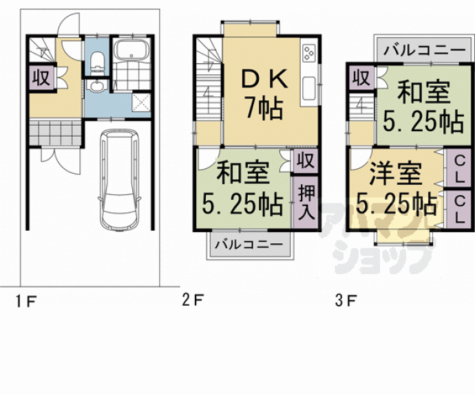【太秦乾町３１－１５貸家】間取
