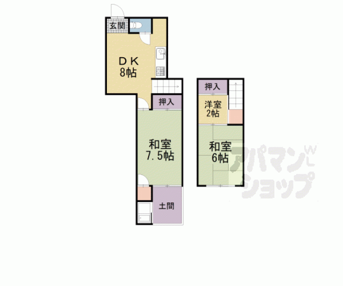 【北花山市田町貸家】間取