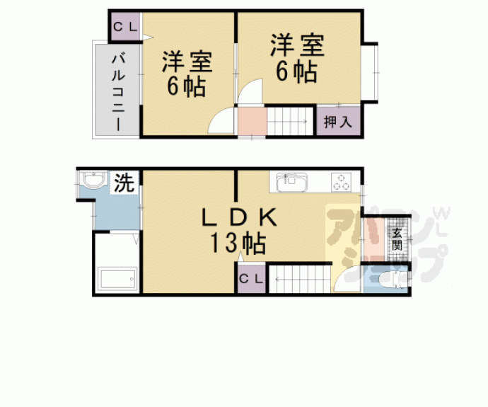 【山科厨子奥貸家】間取