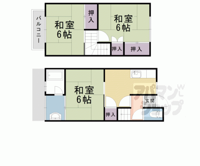 【西野山射庭ノ上町貸家】間取