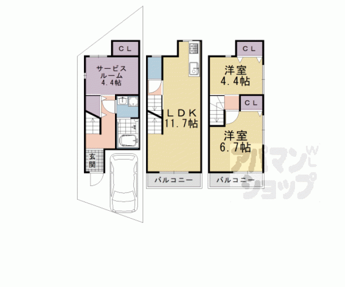 【大枝中山町貸家】間取