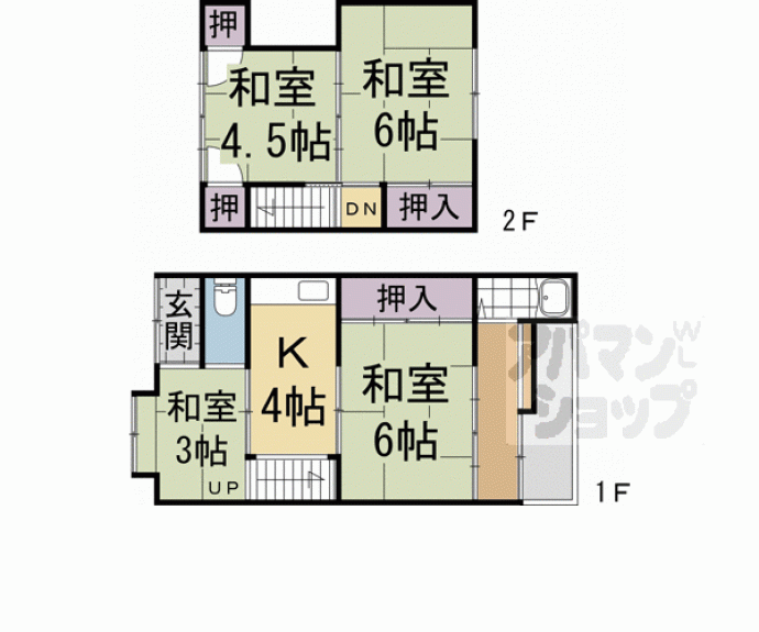 【北門前町４８０貸家】間取