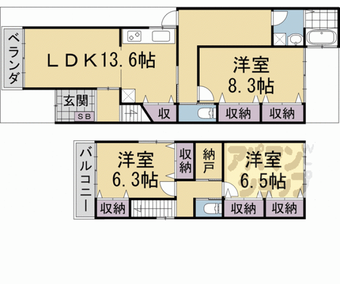 【紫野上築山町貸家】間取