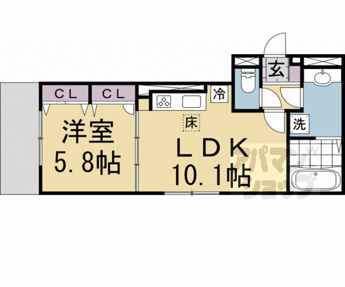 【ＧＲＡＭＭ六地蔵　Ａ棟】間取