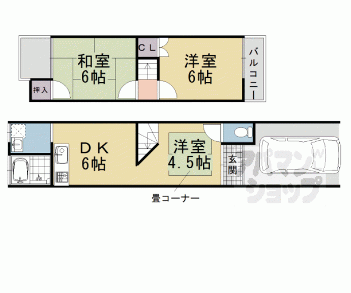 【樫原平田町貸家】間取