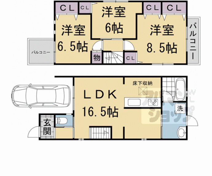 【竹田七瀬川町貸家】間取