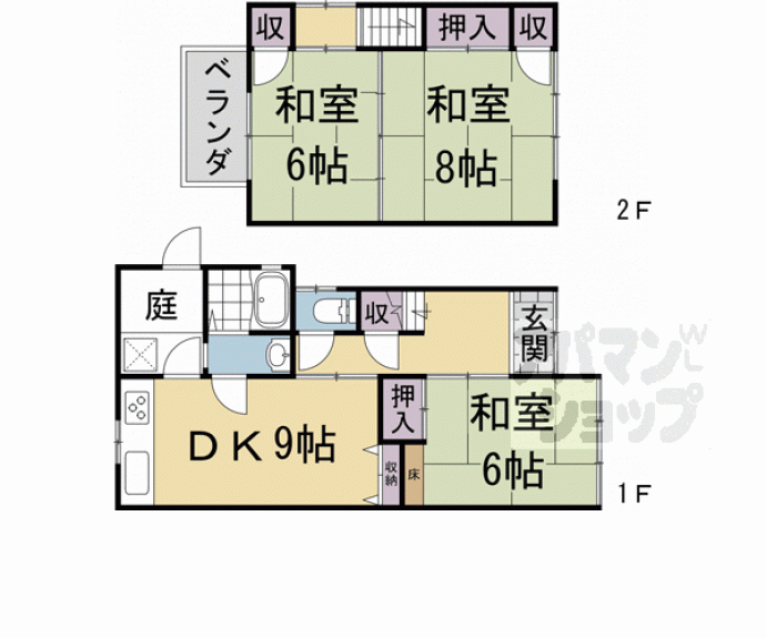 【宇治市小倉町神楽田貸家】間取