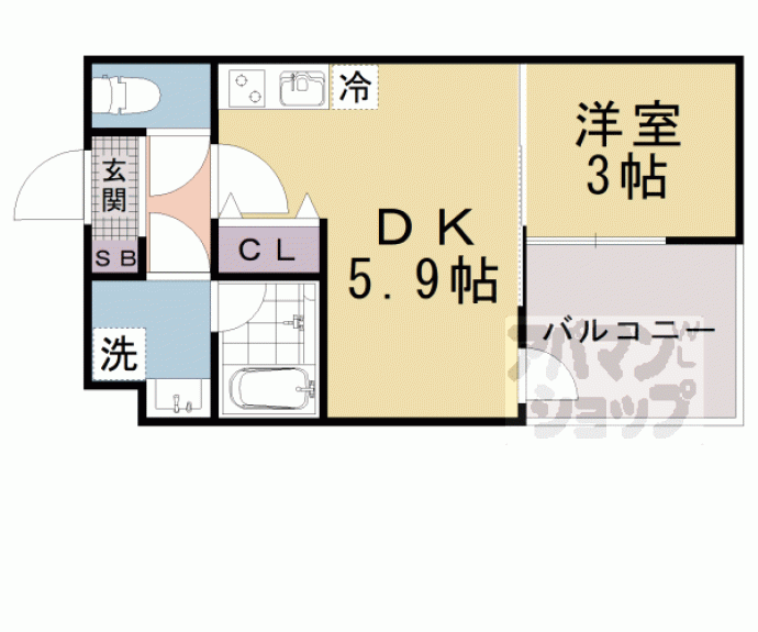 【ＶＩＮＡ山科ＷＥＳＴ】間取