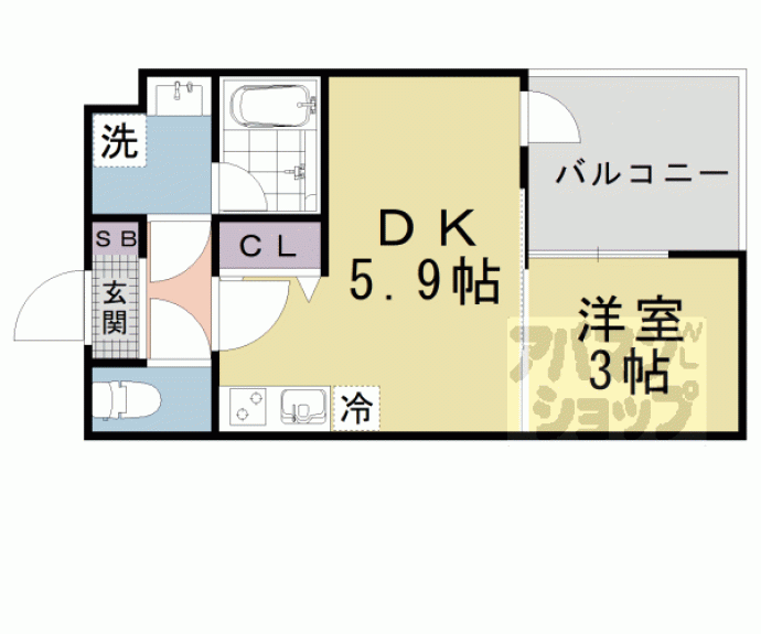 【ＶＩＮＡ山科ＷＥＳＴ】間取