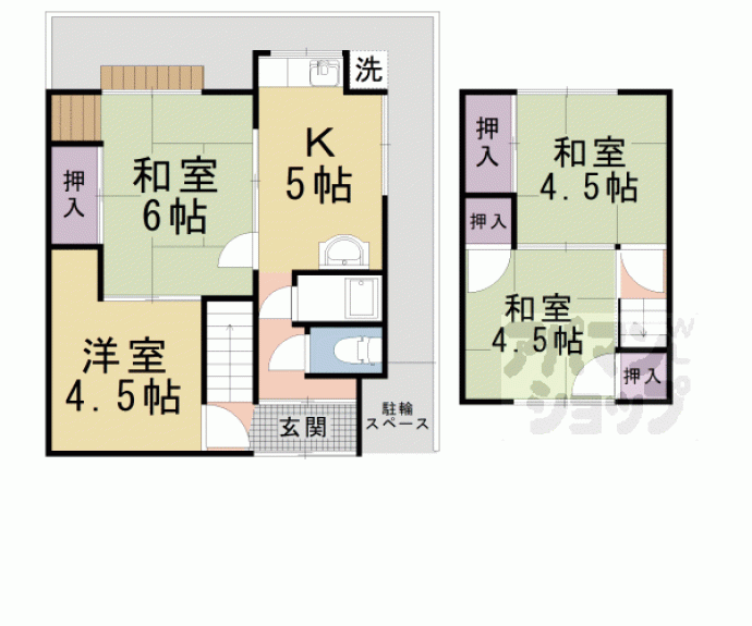 【西野広見町２７－３貸家】間取