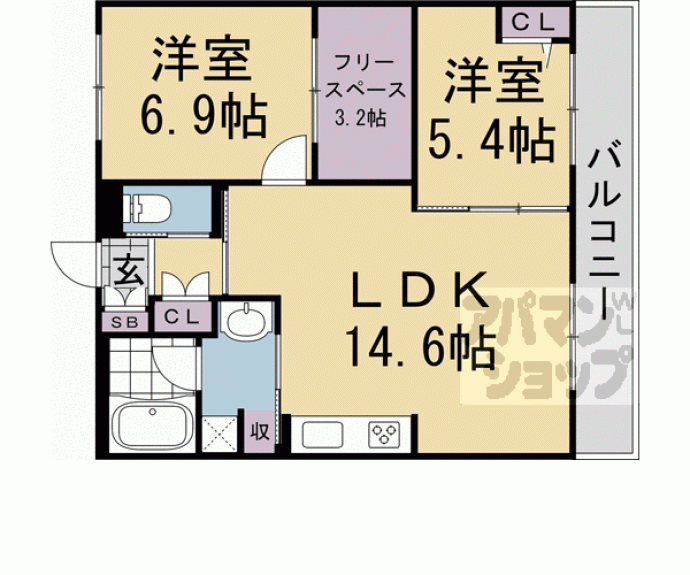 【インサイトルポ山科新十条】間取