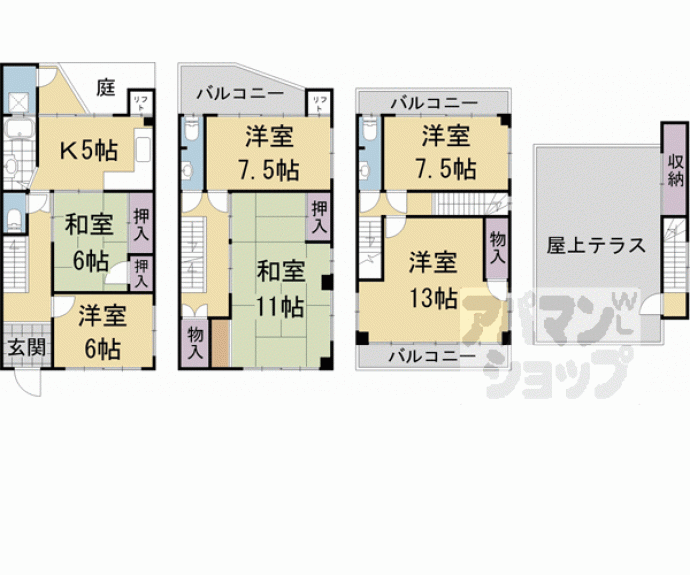 【田中野神町６－１８貸家】間取