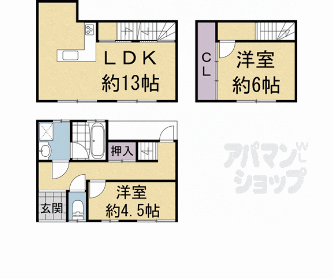 【壬生西大竹町２５－８貸家】間取