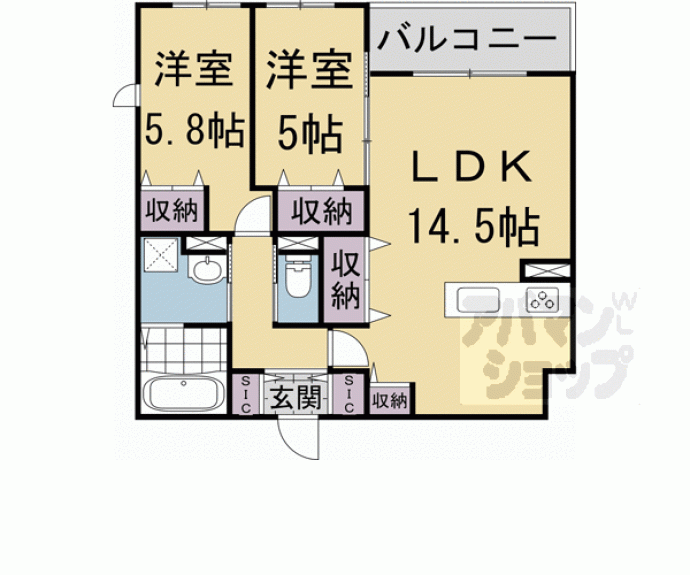 【Ｃｌａｒｉｓ西院Ａ棟】間取