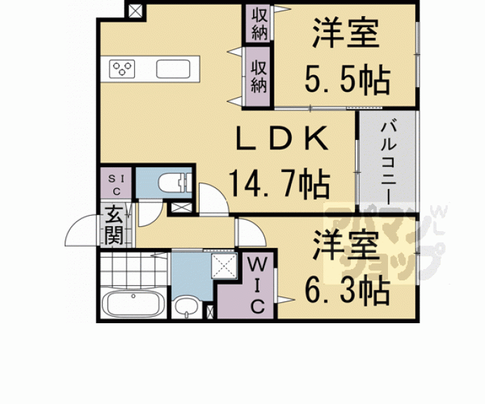 【Ｃｌａｒｉｓ西院Ａ棟】間取