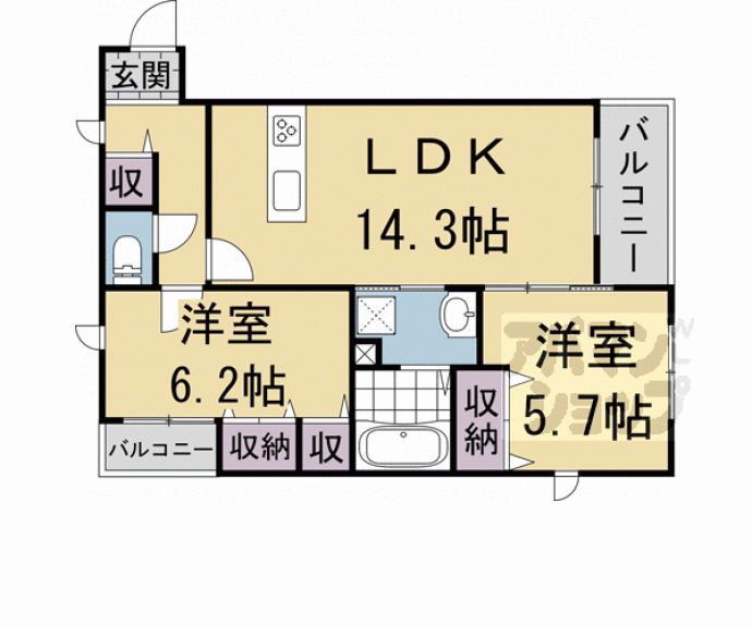 【Ｃｌａｒｉｓ西院Ａ棟】間取