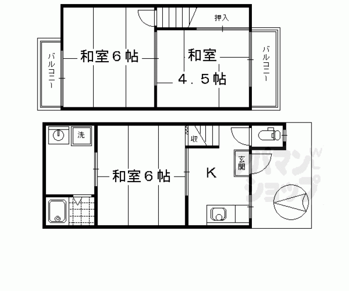 【唐橋井園町　貸家】間取