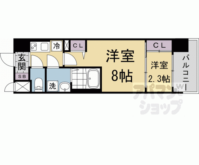 【ソルテラス京都西院　ＳＴＡＴＩＯＮ　ＳＩＤＥ】間取
