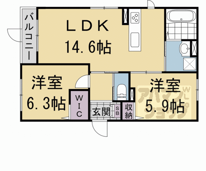 【Ｃｌａｒｉｓ西院Ｂ棟】間取