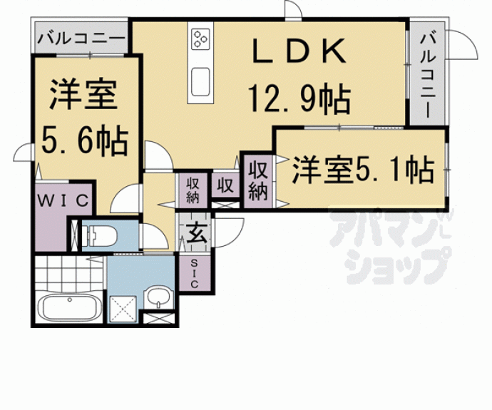 【Ｃｌａｒｉｓ西院Ｂ棟】間取