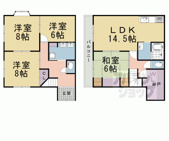 【大枝中山町貸家】間取