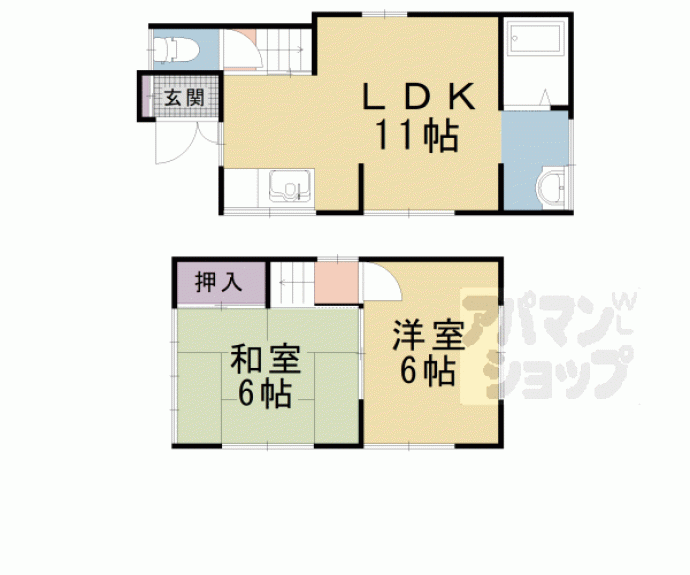【勧修寺閑林寺貸家】間取