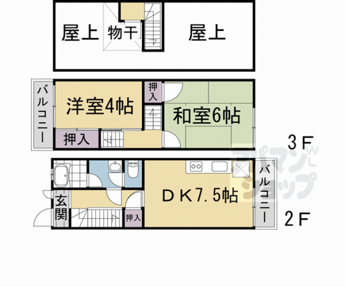 【西院西今田町貸家】間取