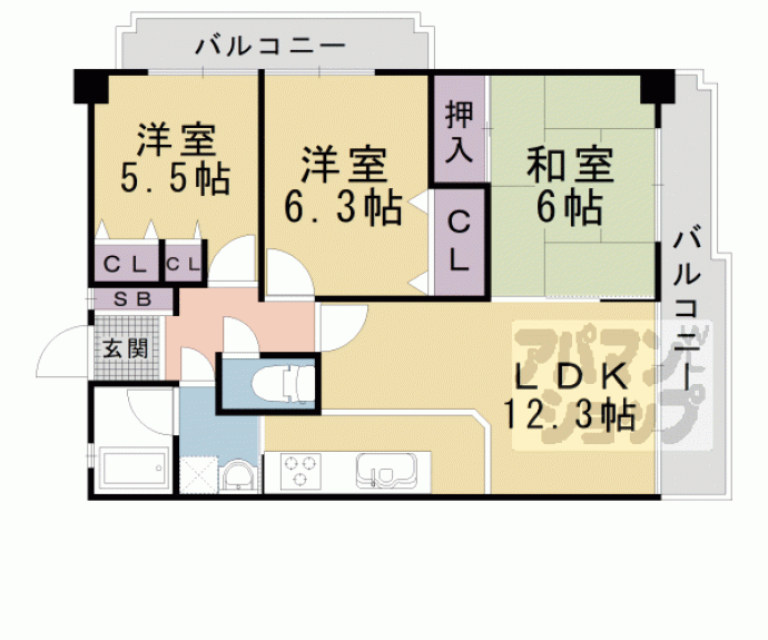【シャルマンコーポ第３瀬田Ⅱ】間取