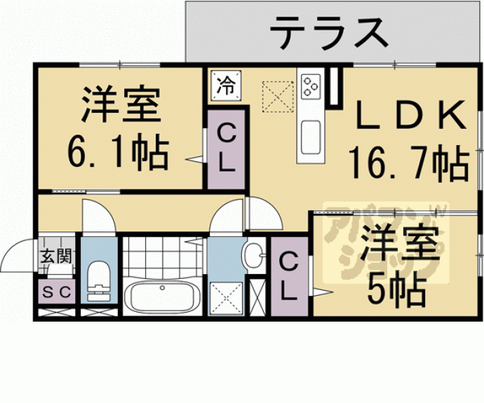【（仮称）右京区嵯峨野芝野町ハイツ】間取