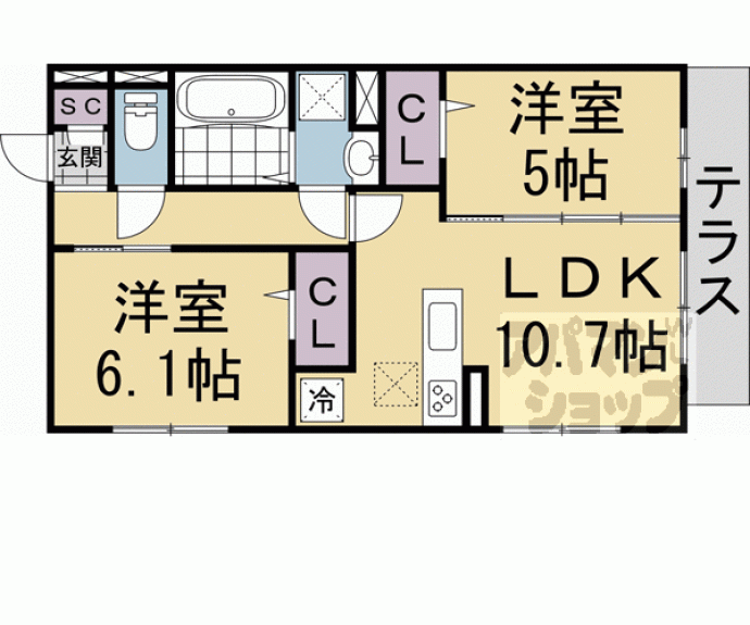 【(仮称)右京区嵯峨野芝野町ハイツ】間取