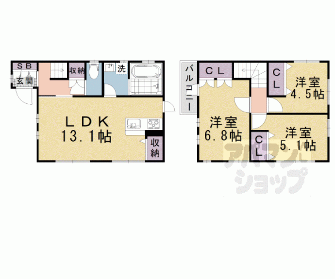 【仰木の里東５丁目貸家】間取