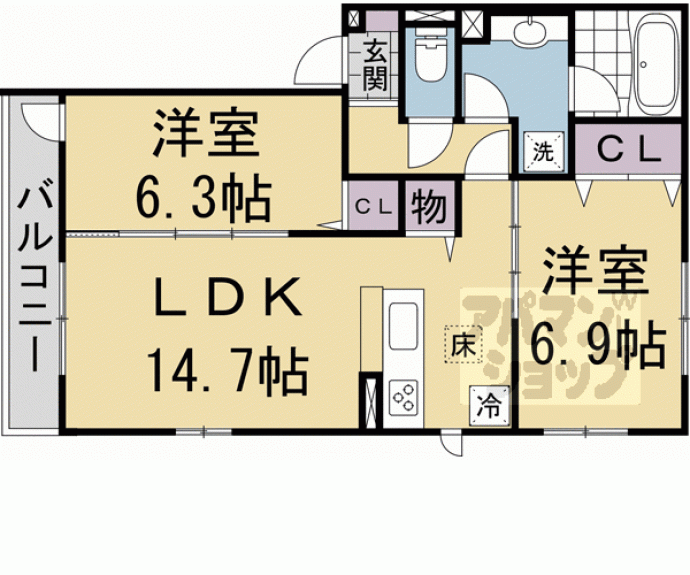 【エンラージ西院】間取