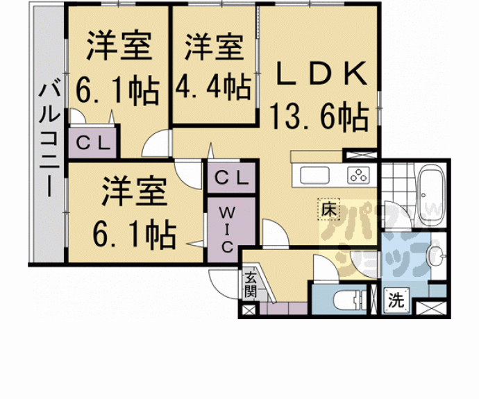 【エンラージ西院】間取