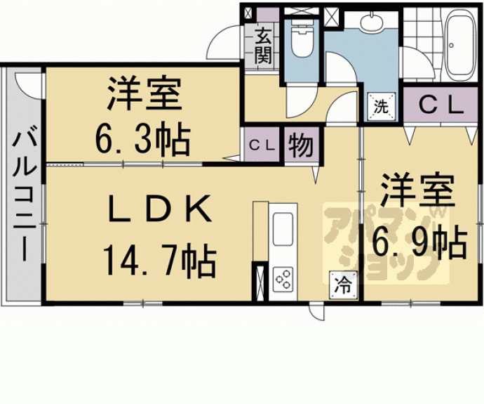 【エンラージ西院】間取
