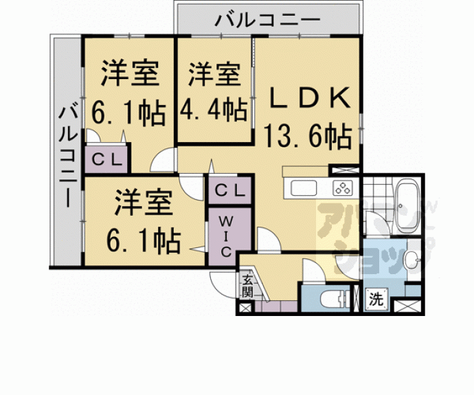 【エンラージ西院】間取