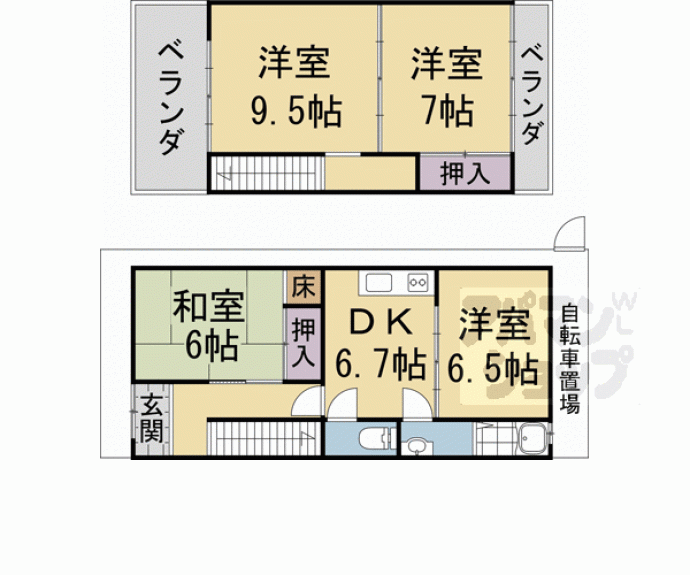【深草芳本町貸家】間取