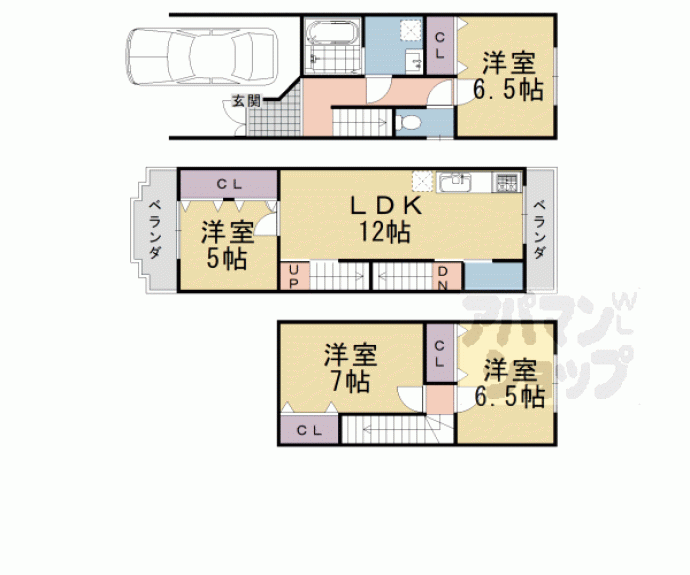 【山田南山田町貸家】間取
