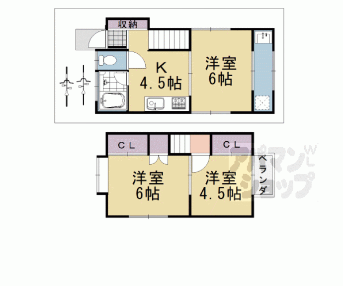 【篠町篠観音芝貸家】間取