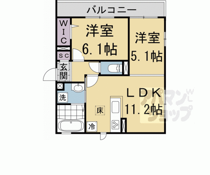 【GRAMM桂北滝川 C棟】間取