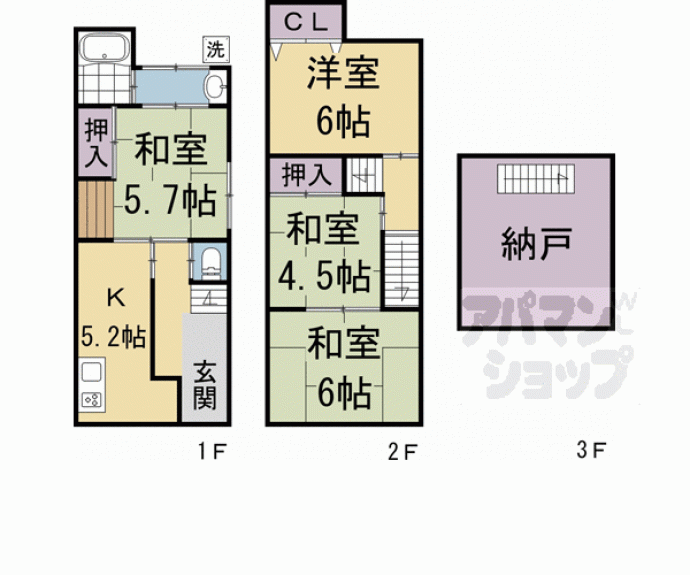 【大北山原谷乾町38-8貸家】間取